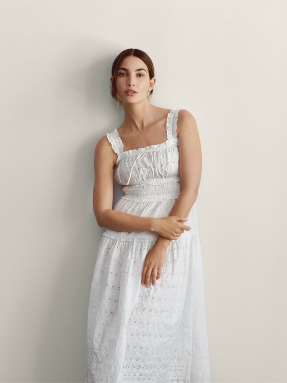 Gap X Doen White Eyelet Smocked Maxi Dress